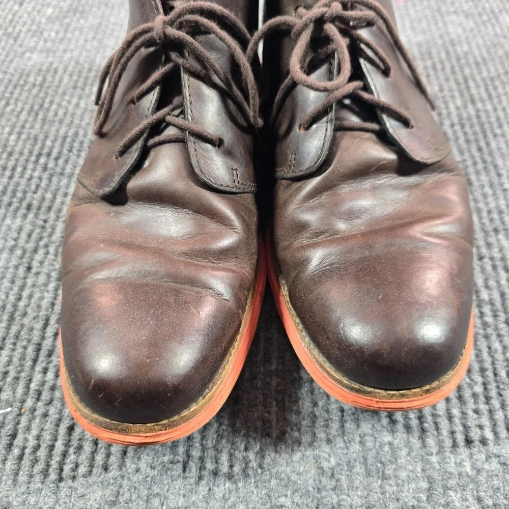 Cole Haan LunarGrand Boots Mens Size 10M Brown Leather Chukka Orange Sole